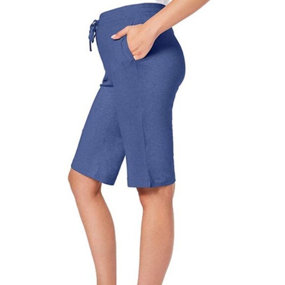 Karen Scott Sport Cotton Pull On Heather Blue Navy Skimmer Shorts XS Extra Small - Picture 4 of 10